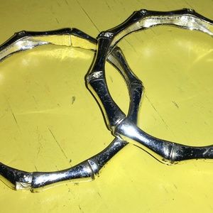 2 Silver Diamond Bangle Bracelets